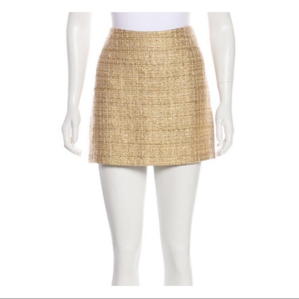 Alice + Olivia Gold Tweed Skirt